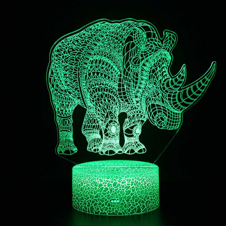 BowLift 3D Lamp - Majestic Rhinoceros Sculpture Night Light