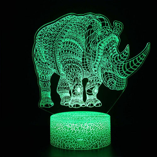 BowLift 3D Lamp - Majestic Rhinoceros Sculpture Night Light