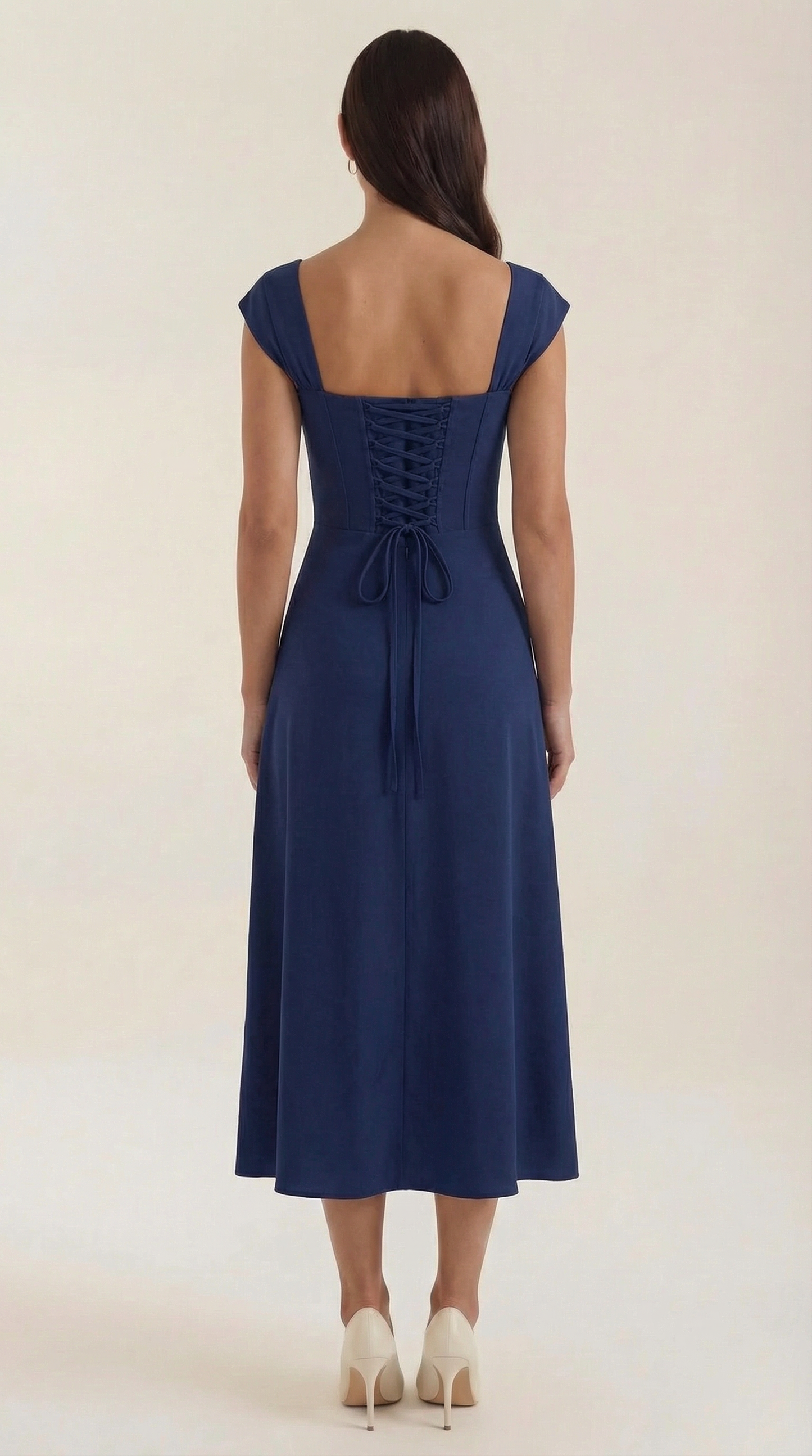 Women's Floral Wedding Guest A-Line Midi Dress with Side Slit