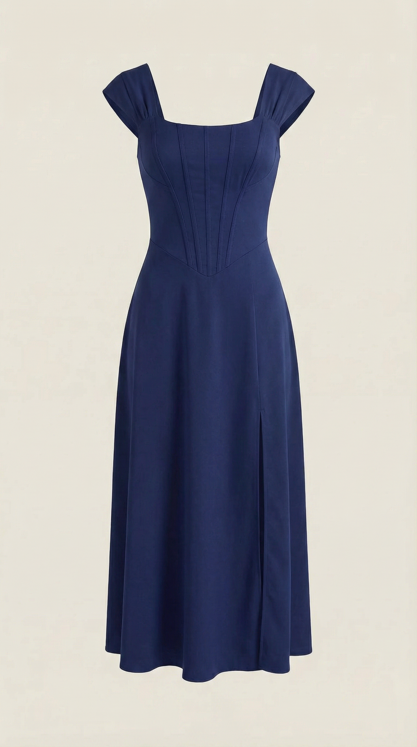 Women's Floral Wedding Guest A-Line Midi Dress with Side Slit
