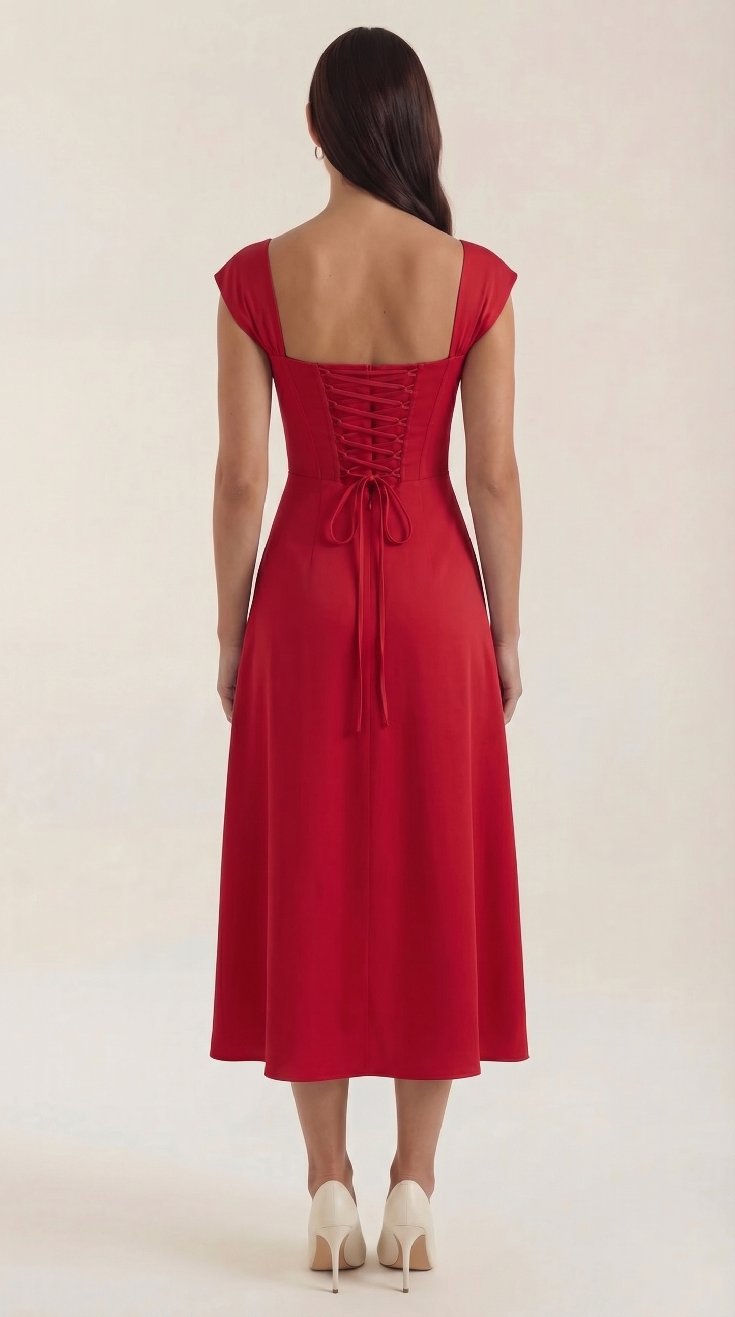 Women's Floral Wedding Guest A-Line Midi Dress with Side Slit