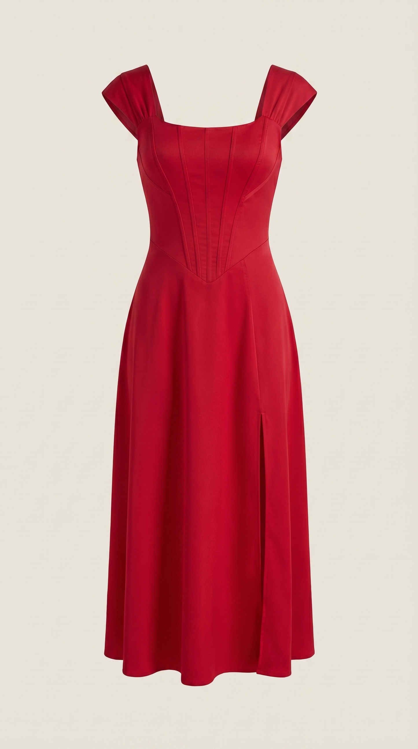 Women's Floral Wedding Guest A-Line Midi Dress with Side Slit