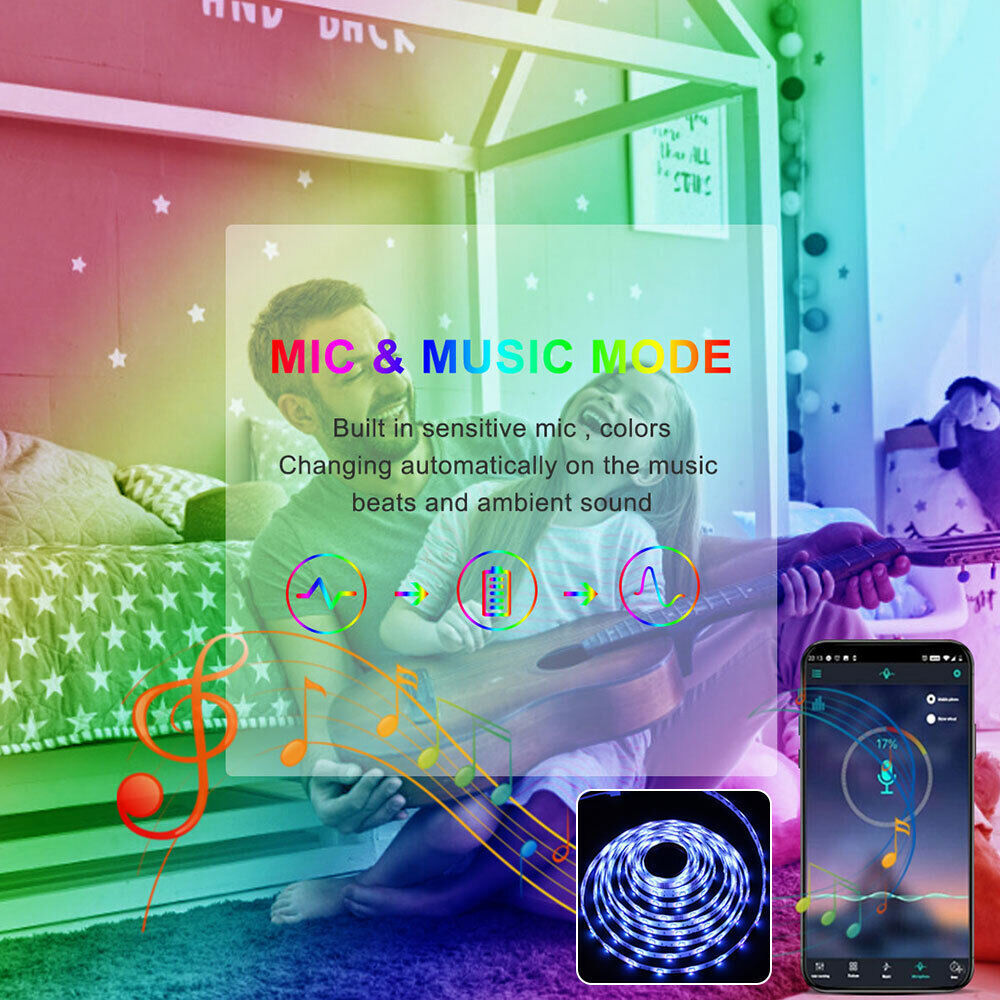 BowLift Bluetooth RGB LED Strip Lights – 30m Total (Two 15m Strips), Music Sync, 5050 LEDs, Remote Control