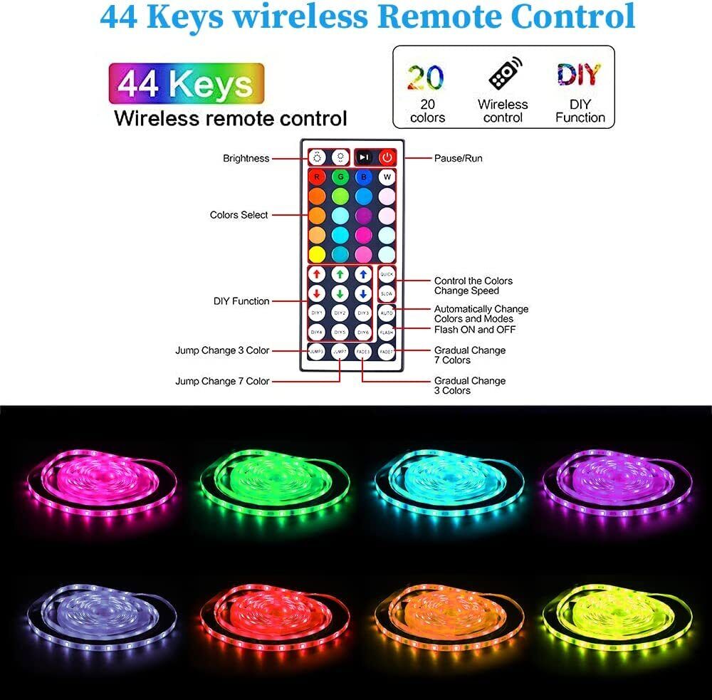 BowLift Bluetooth RGB LED Strip Lights – 30m Total (Two 15m Strips), Music Sync, 5050 LEDs, Remote Control