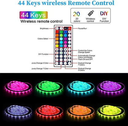 BowLift Bluetooth RGB LED Strip Lights – 30m Total (Two 15m Strips), Music Sync, 5050 LEDs, Remote Control