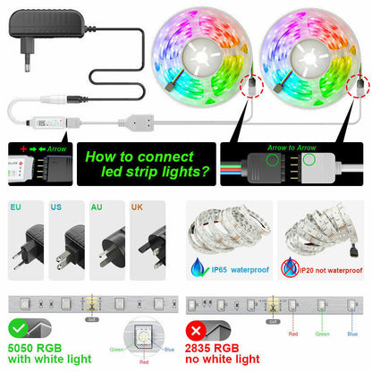 BowLift Bluetooth RGB LED Strip Lights – 30m Total (Two 15m Strips), Music Sync, 5050 LEDs, Remote Control
