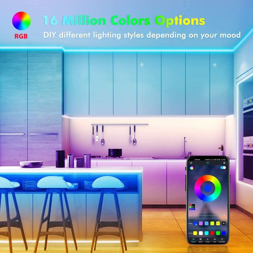 BowLift Bluetooth RGB LED Strip Lights – 30m Total (Two 15m Strips), Music Sync, 5050 LEDs, Remote Control