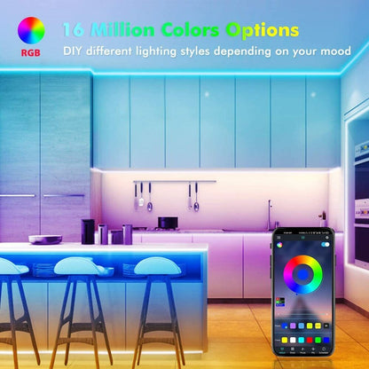 BowLift Bluetooth RGB LED Strip Lights – 30m Total (Two 15m Strips), Music Sync, 5050 LEDs, Remote Control