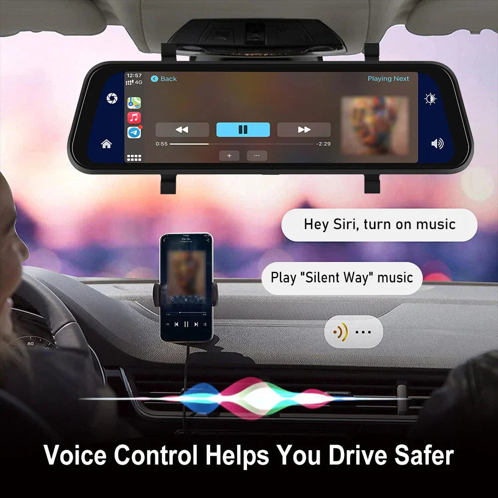 BowLift | Rearview Mirror Dash Cam 4K Front & Rear | CarPlay & Smart Driving Assistant