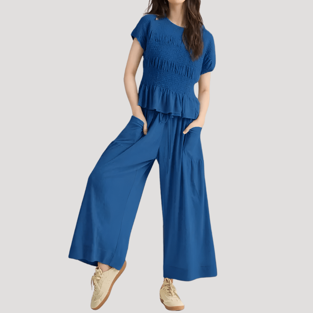 Women’s Peplum Top & Wide Leg Trousers Co-Ord Set