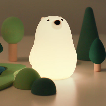 BowLift Squeezeable Silicone White Bear LED Night Light — Soft, Safe Glow for Kids, The Perfect Gift for Girls