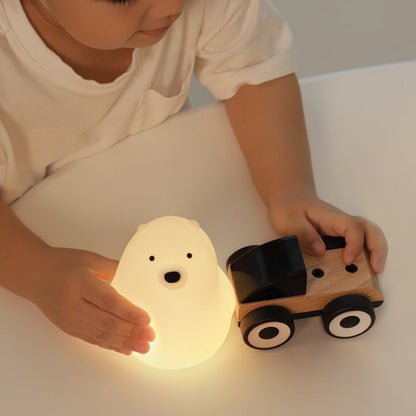BowLift Squeezeable Silicone White Bear LED Night Light — Soft, Safe Glow for Kids, The Perfect Gift for Girls
