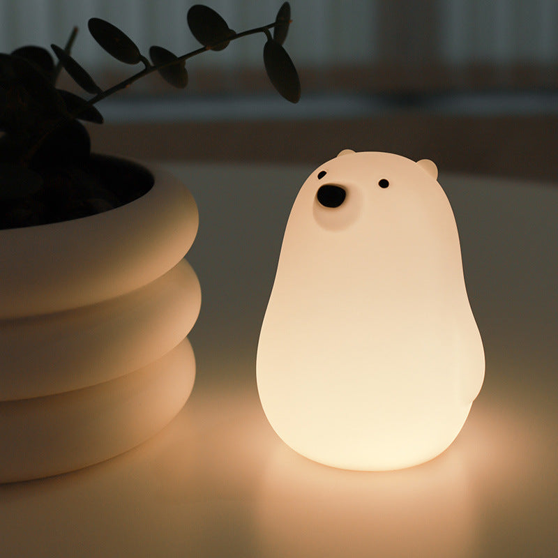 BowLift Squeezeable Silicone White Bear LED Night Light — Soft, Safe Glow for Kids, The Perfect Gift for Girls