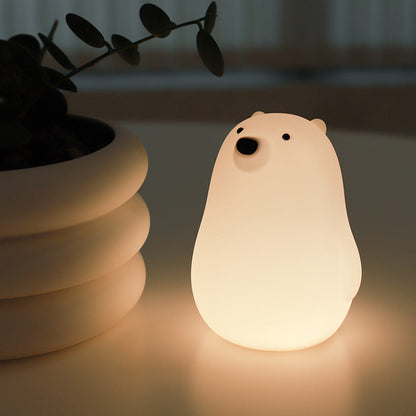BowLift Squeezeable Silicone White Bear LED Night Light — Soft, Safe Glow for Kids, The Perfect Gift for Girls