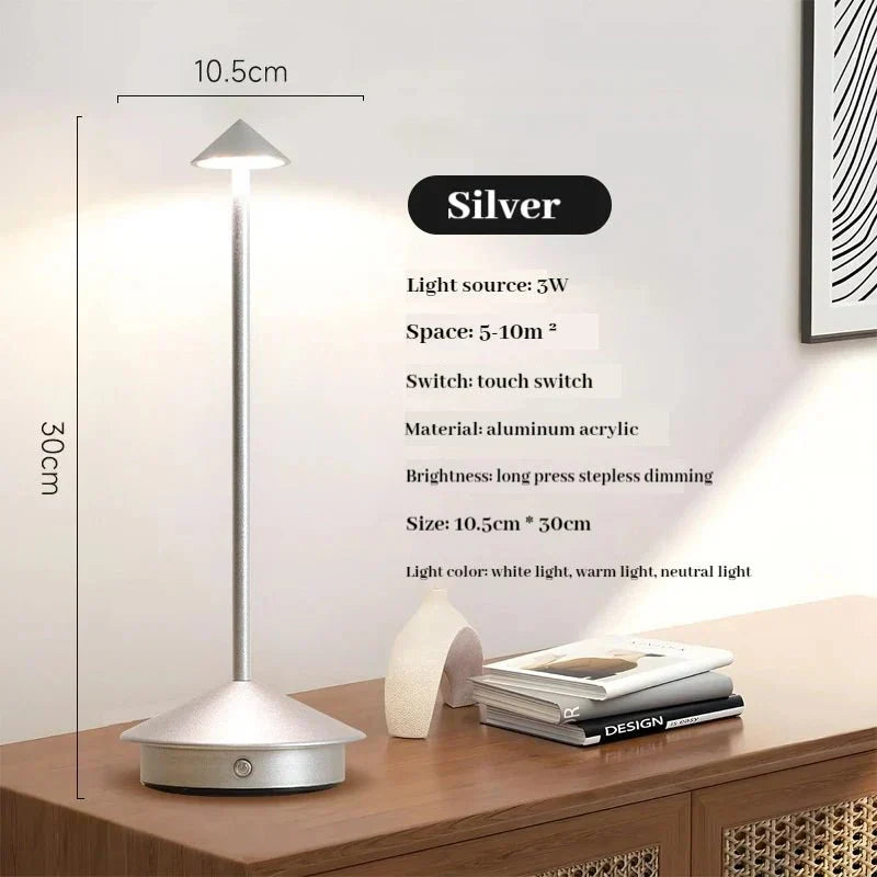 BowLift | Sleek, Elegant Rechargeable Metal Table Lamp for Modern Ambience