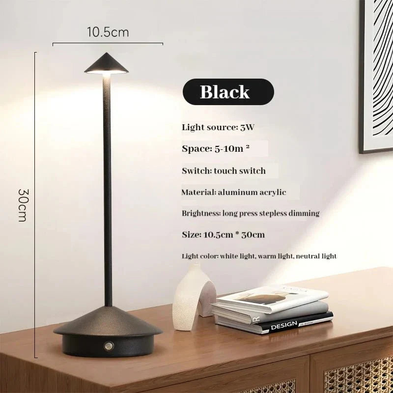 BowLift | Sleek, Elegant Rechargeable Metal Table Lamp for Modern Ambience