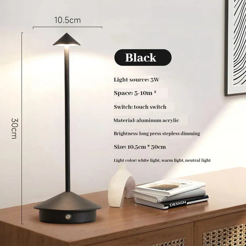 BowLift | Sleek, Elegant Rechargeable Metal Table Lamp for Modern Ambience