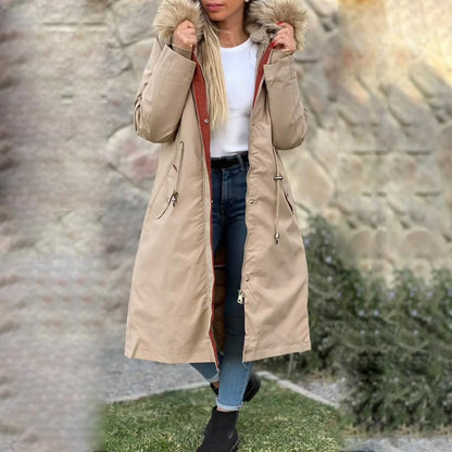 BowLift | Winter coat with hood and fur collar, casual parka for women