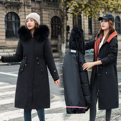 BowLift | Winter coat with hood and fur collar, casual parka for women