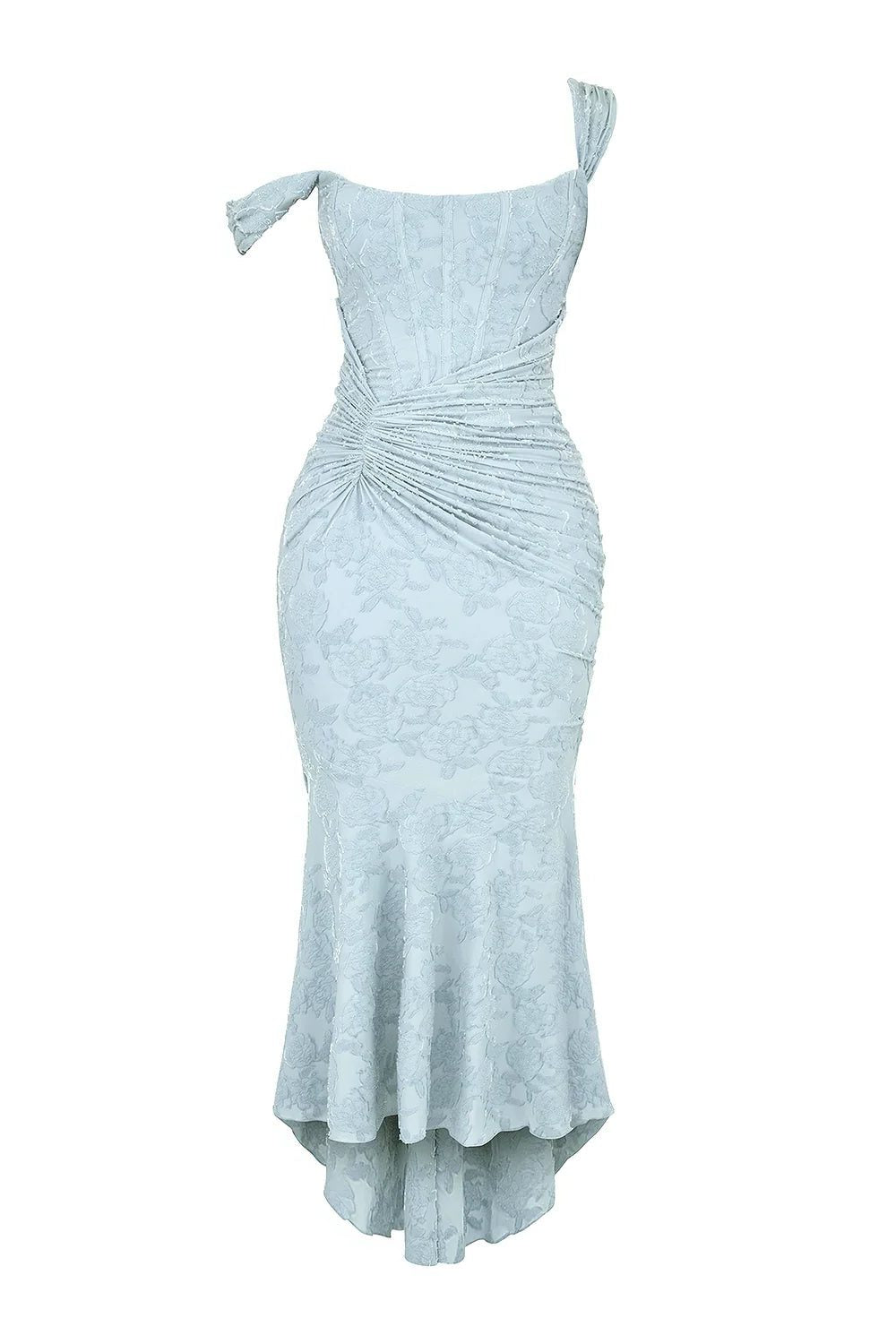 Women’s Textured Midi Dress with Scoop Neck, Sleeveless Cut and Fishtail Hem
