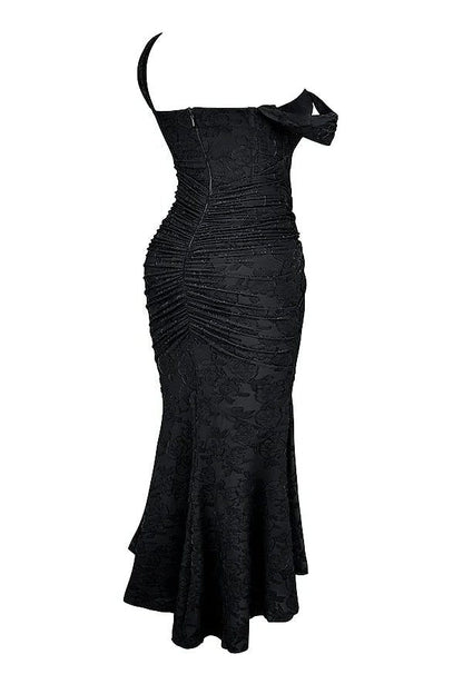 Women’s Textured Midi Dress with Scoop Neck, Sleeveless Cut and Fishtail Hem
