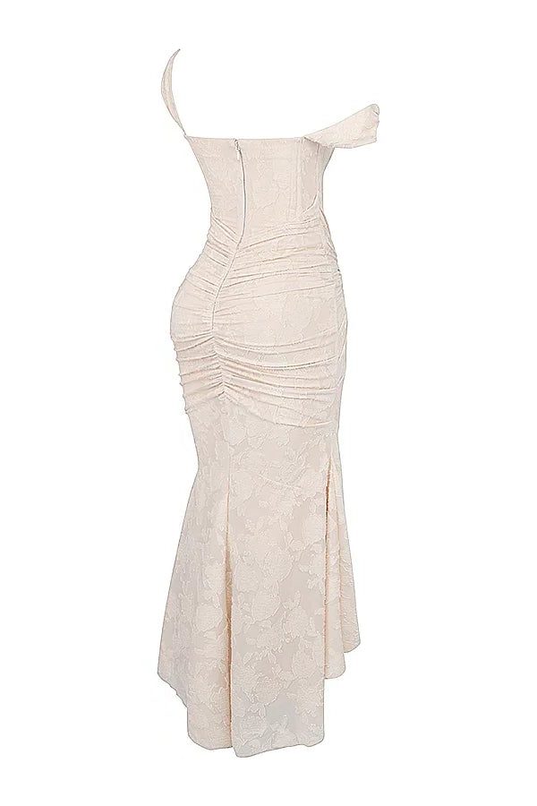 Women’s Textured Midi Dress with Scoop Neck, Sleeveless Cut and Fishtail Hem