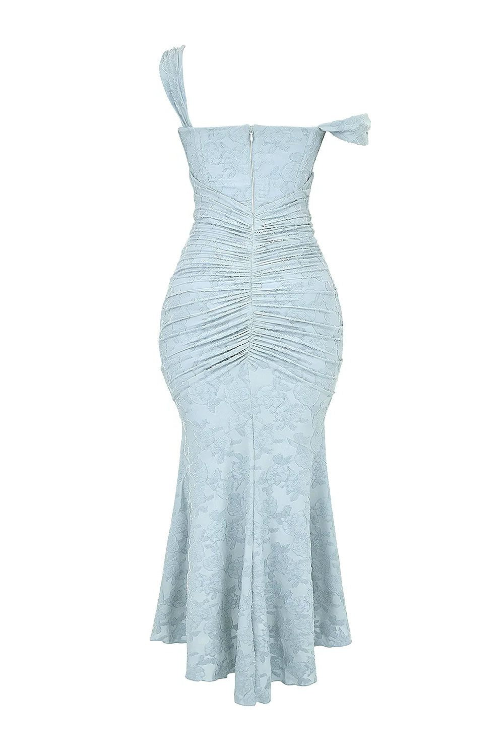Women’s Textured Midi Dress with Scoop Neck, Sleeveless Cut and Fishtail Hem