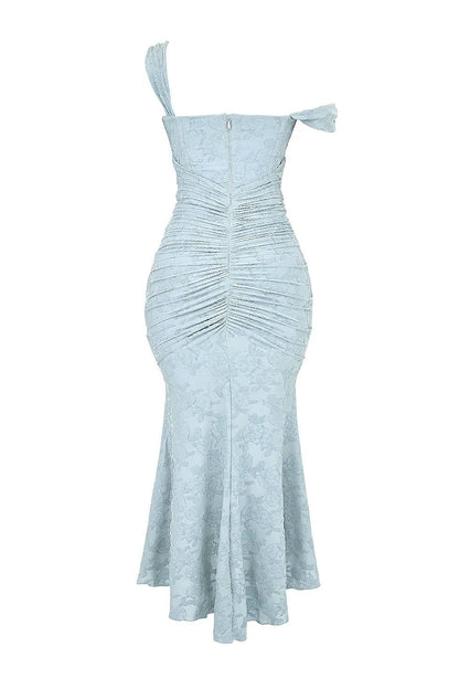 Women’s Textured Midi Dress with Scoop Neck, Sleeveless Cut and Fishtail Hem