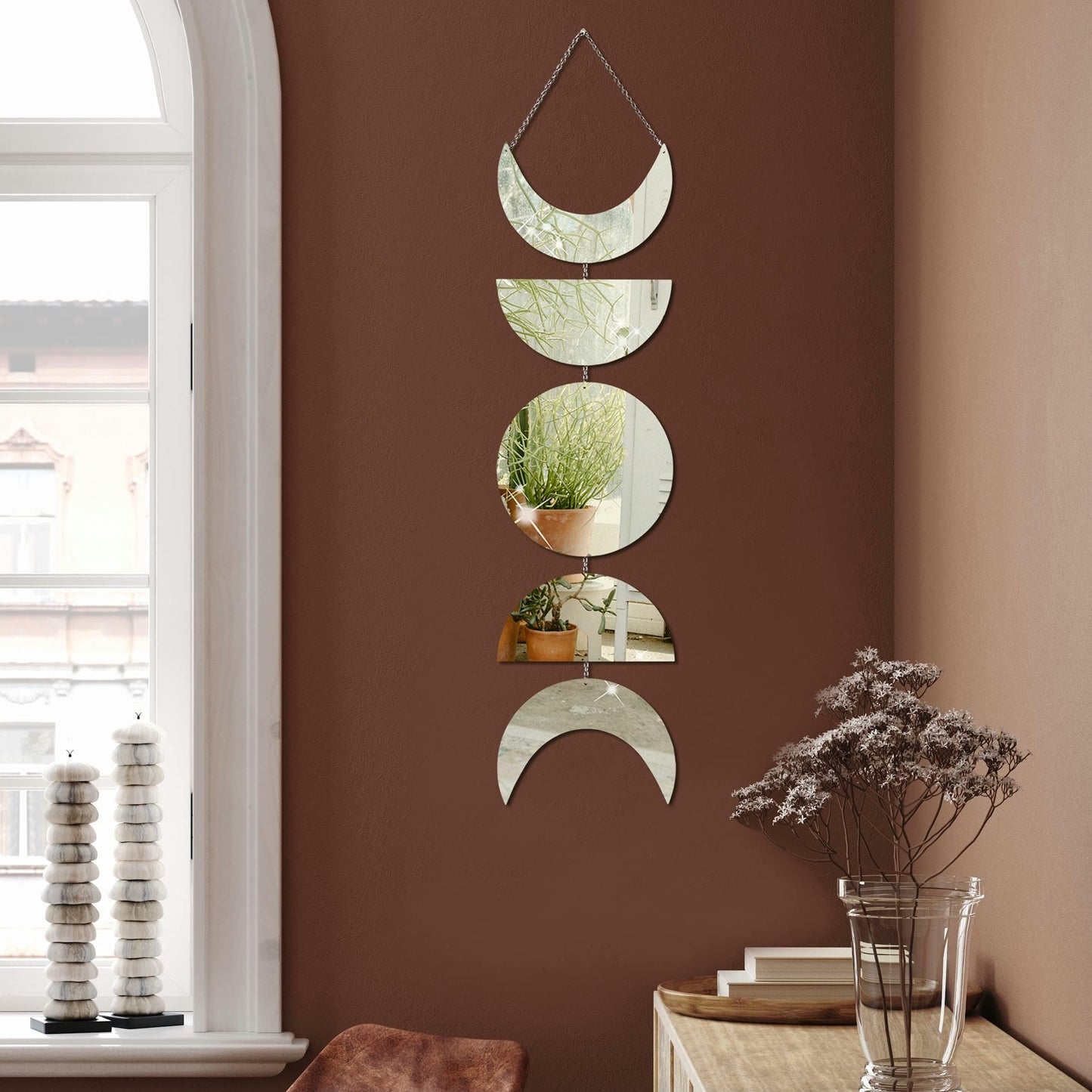 LZINA™ | Moon phases mirror wall hanging