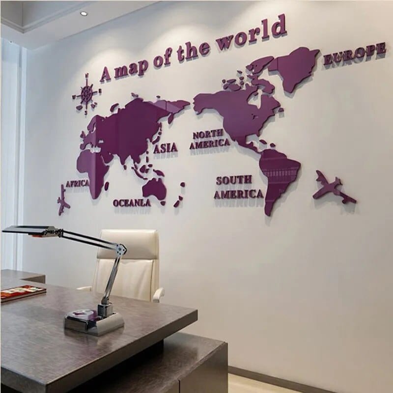 LZINA™ | 3D World Map Wall Sticker