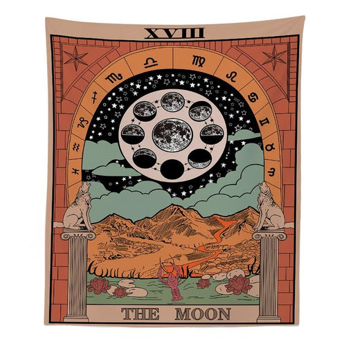 LZINA™ | "The Moon" Tarot Colored Tapestry