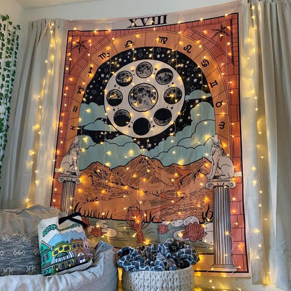 LZINA™ | "The Moon" Tarot Colored Tapestry