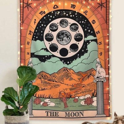 LZINA™ | "The Moon" Tarot Colored Tapestry