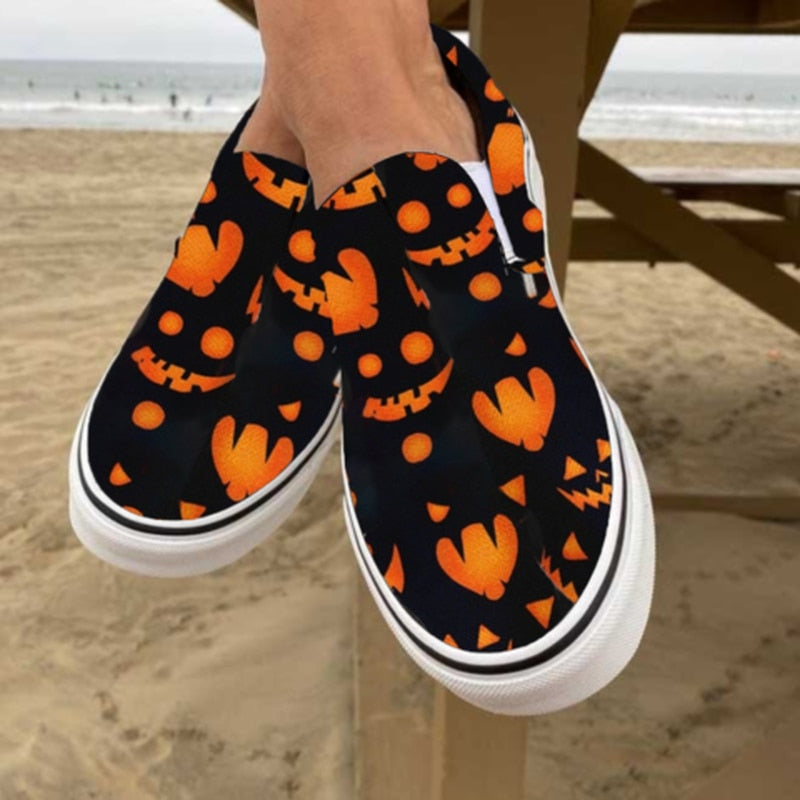 LZINA™ | Casual slip-ons made of canvas with skull