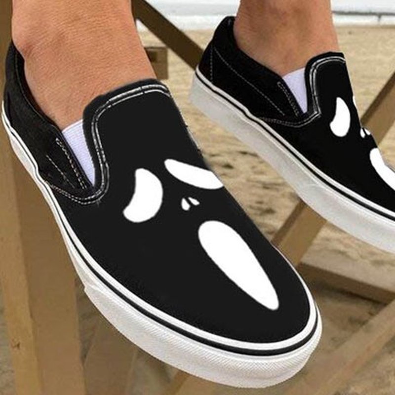 LZINA™ | Casual slip-ons made of canvas with skull