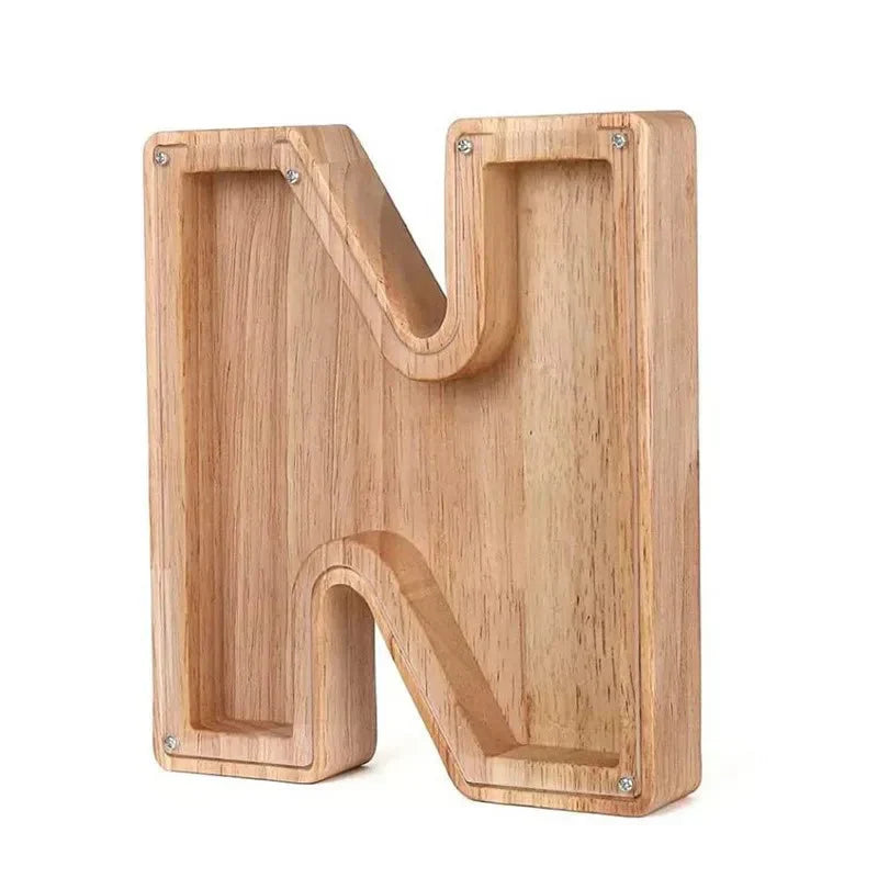 LZINA™ | Wooden Alphabet Letters 'Initial' Piggy Bank