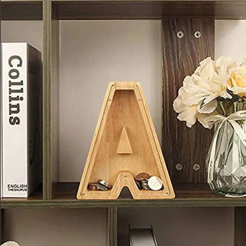 LZINA™ | Wooden Alphabet Letters 'Initial' Piggy Bank