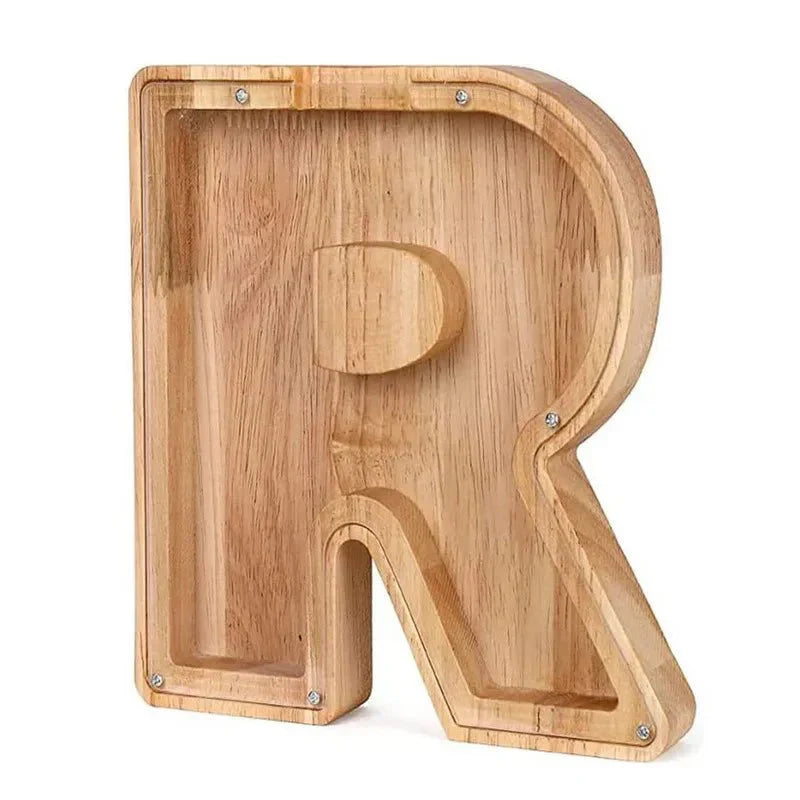 LZINA™ | Wooden Alphabet Letters 'Initial' Piggy Bank