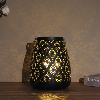 BowLift Moroccan-Style Black Metal Battery-Operated Table Lamp – Cordless, Elegant Lighting for Any Space